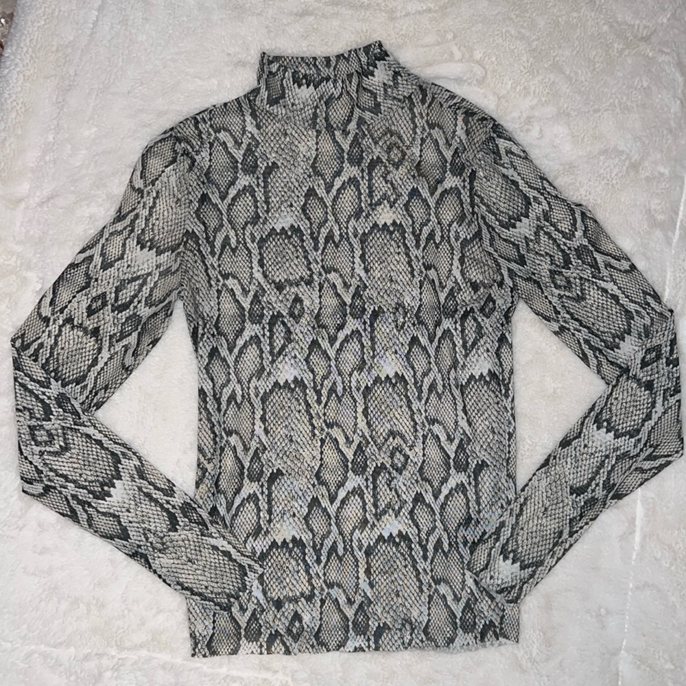 AFRM Mock neck | Sheer, long sleeved blouse